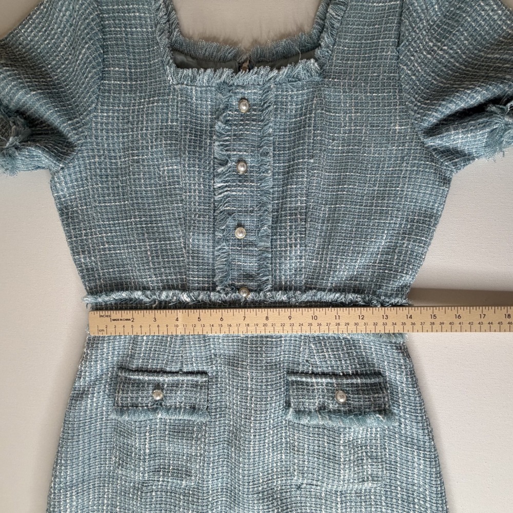 Ivy City Co‎ Claudia Dress Small Blue Tweed Old Money Classic Preppy Coquette - Picture 12 of 13